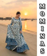 Faiza Saqlain Jehona Kalidar Blue White Heavy Embroidered – MC – 017