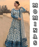 Faiza Saqlain Jehona Kalidar Blue White Heavy Embroidered – MC – 017